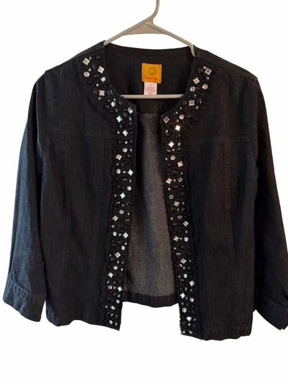 Ruby Rd. Black Rhinestone Stretch Denim Jacket